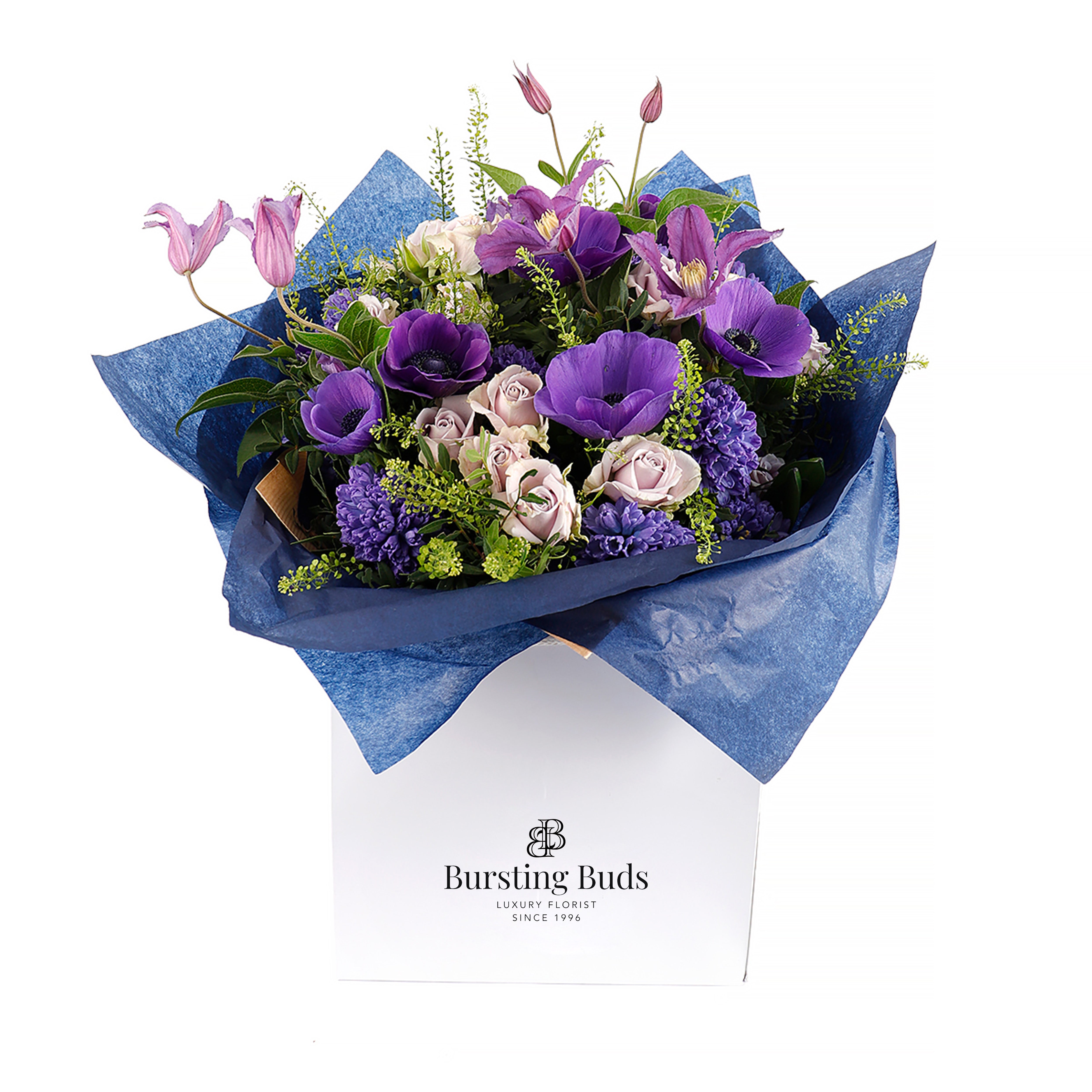 Gorgeous Purple Box of Fragrant Lilac and Anemone